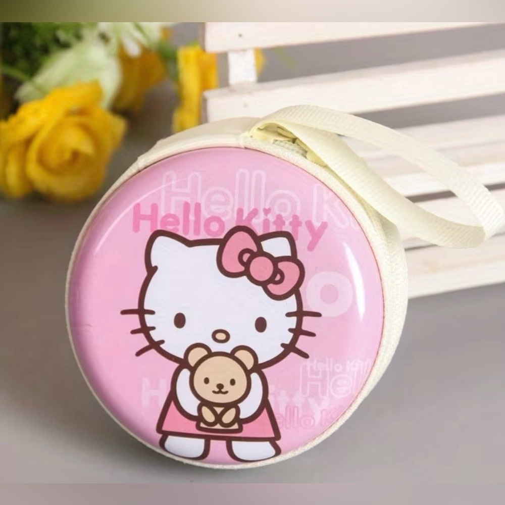 Hello Kitty Pink and White tin Coin purse new